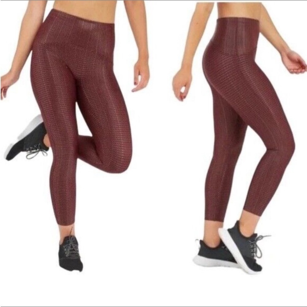 Spanx 7/8 leggings Metallic mist - wine and rose gold Size Small - Picture 2 of 12